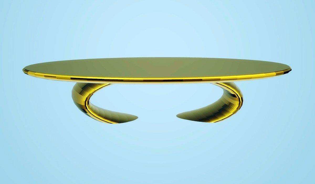 Modern Dining Arc Table, Bright Gold