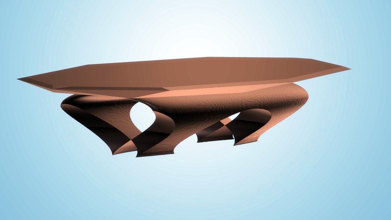 Modern Dining Thick Arc Table, Copper Matte