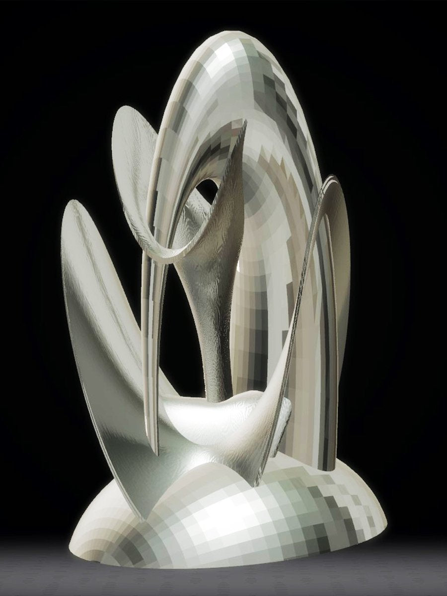 Center Piece Elongated Sculpture - Silver