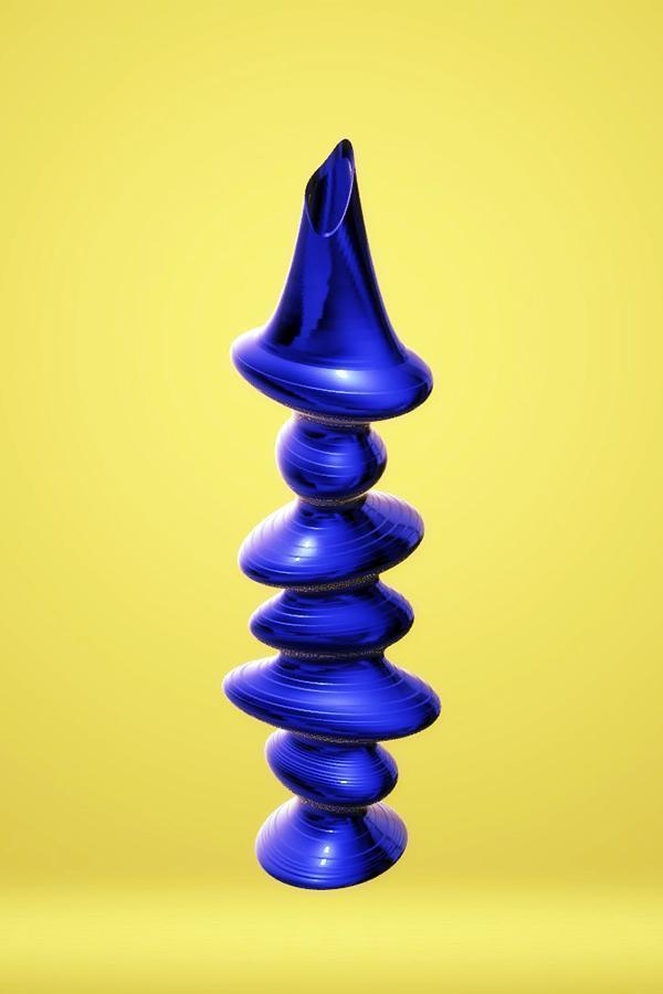 Modern Twisted Pebble Vase, Metallic Blue