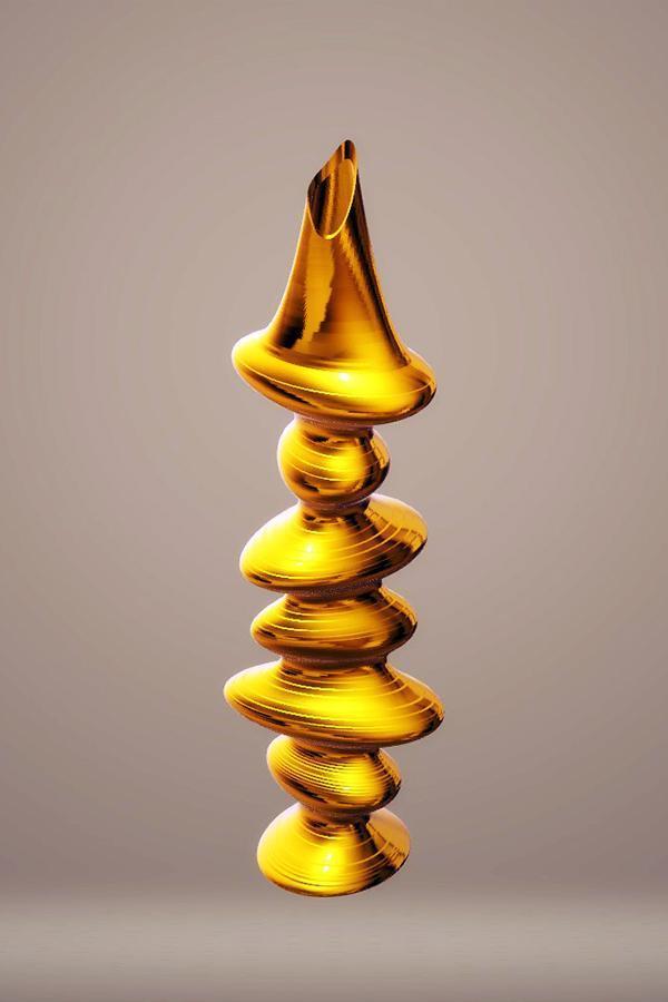 Modern Twisted Pebble Vase, Gold
