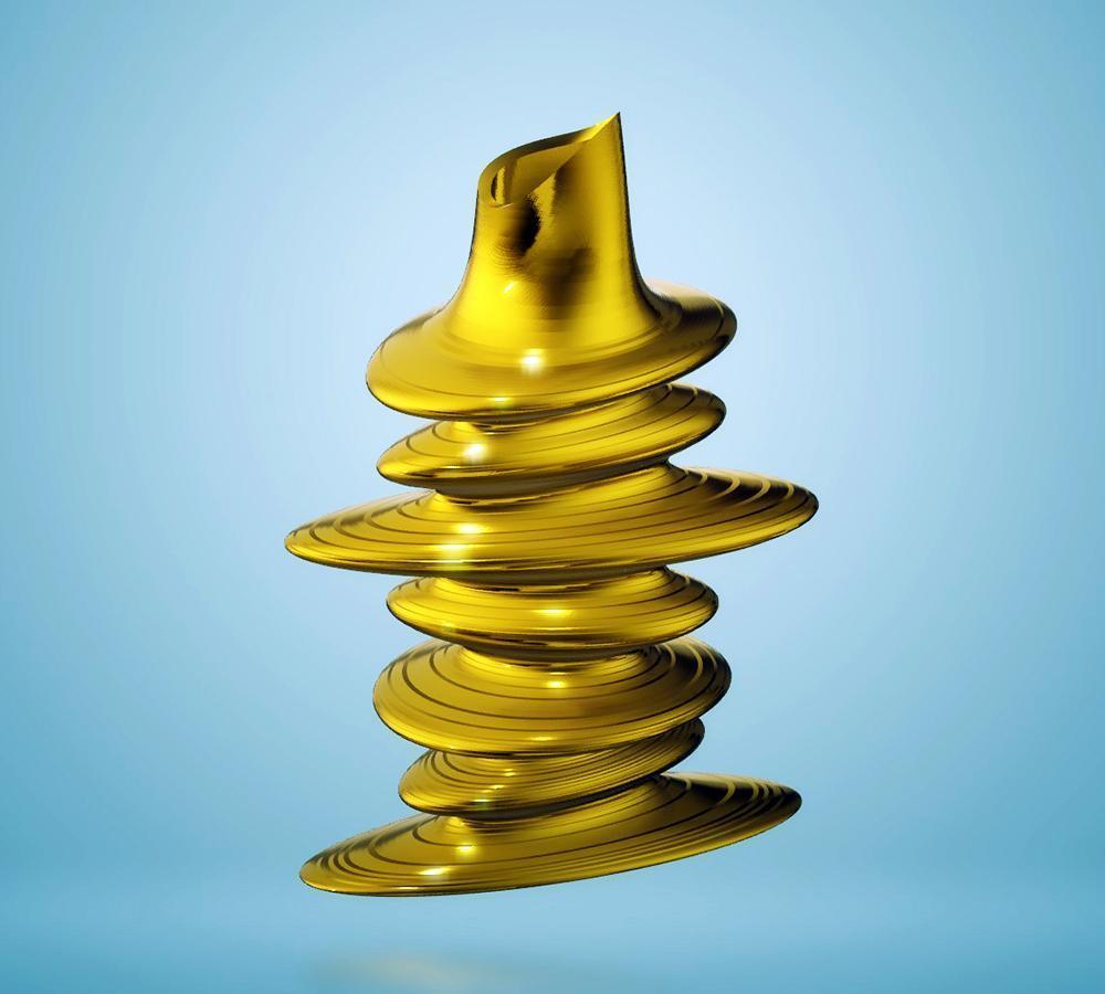 Twisted Pebble Vase, gold