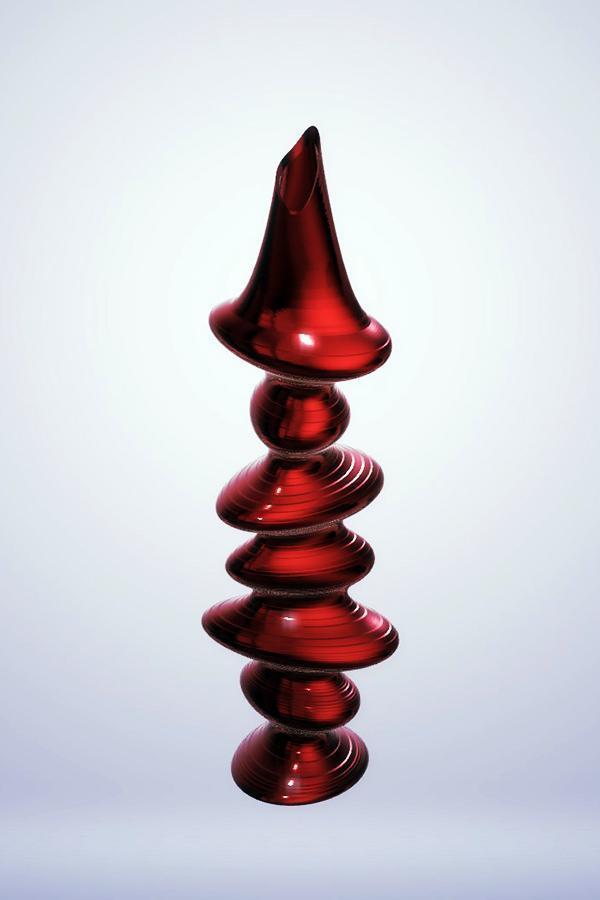 Modern Twisted Pebble Vase, Metallic Red