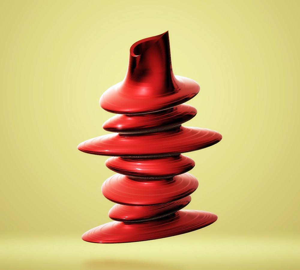 Twisted Pebble Vase, red