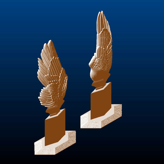 Wing on Pillar Sculptures (set of 2), angled