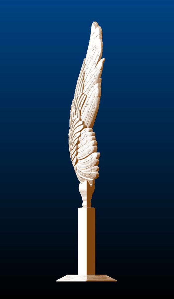 Wing on Pillar Sculptures (set of 2), right
